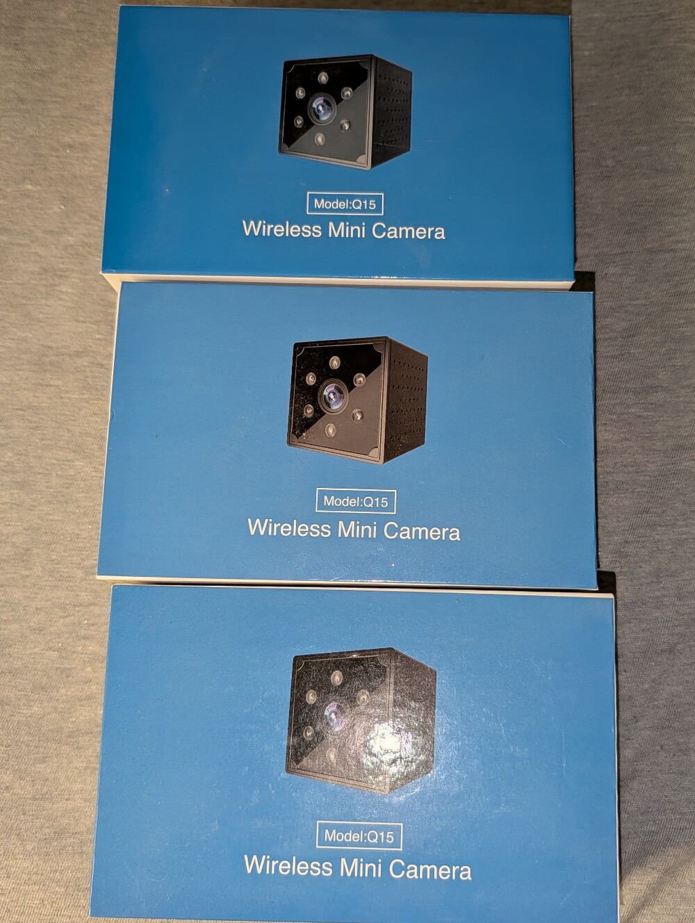 Set of 3 Wireless Mini Spy Cameras Model Q15 - Black